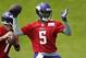 Jun 17, 2014; Eden Prairie, MN, USA; Minnesota Vikings quarterback Teddy Bridgewater (5) throws in drills at Winter Park. Mandatory Credit: Bruce Kluckhohn-USA TODAY Sports