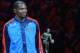 OKLAHOMA CITY, OK - MAY 07: Kevin Durant of the Oklahoma City Thunder with the Maurice Podoloff Trophy after being named the 2013-14 KIA Player of the Year before Game Two of the Western Conference Semifinals during the 2014 NBA Playoffs at Chesapeake En