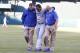 OAKLAND, CA - JULY 05: Edwin Encarnacion #10 of the Toronto Blue Jays is assisted off the field by trainers after sustaining an injury during the first inning against the Oakland Athletics at O.co Coliseum on July 5, 2014 in Oakland, California. (Photo by
