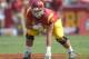 Sep 21, 2013; Los Angeles, CA, USA; Southern California Trojans left tackle Chad Wheeler (72) during the game against the Utah State Aggies at the Los Angeles Memorial Coliseum. USC defeated Utah State 17-14. Mandatory Credit: Kirby Lee-USA TODAY Sports