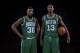 TARRYTOWN, NY - AUGUST 03: Marcus Smart #36 and James Young #13 of the Boston Celtics pose for a portrait during the 2014 NBA rookie photo shoot at MSG Training Center on August 3, 2014 in Tarrytown, New York. NOTE TO USER: User expressly acknowledges an
