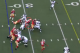 Hyde (circled) showed his power by battling to the 34-yard line on this run.