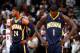 ATLANTA, GA - APRIL 24: Lance Stephenson #1 and Paul George #24 of the Indiana Pacers react in the final minutes of their 98-85 loss to the Atlanta Hawks in Game 3 of the Eastern Conference Quarterfinals during the 2014 NBA Playoffs at Philips Arena on A