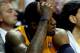 MIAMI, FL - MAY 30: Paul George #24 of the Indiana Pacers looks on from the bench against the Miami Heat during Game Six of the Eastern Conference Finals of the 2014 NBA Playoffs at American Airlines Arena on May 30, 2014 in Miami, Florida. NOTE TO USER: