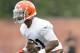 BEREA, OH - JULY 26: Rookie cornerback Justin Gilbert #21 of the Cleveland Browns runs a play during training camp at the Cleveland Browns training facility on July 26, 2014 in Berea, Ohio. (Photo by Jason Miller/Getty Images)