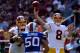 LANDOVER, MD - AUGUST 24: Quarterback Rex Grossman #8 of the Washington Redskins throws a pass against the Buffalo Bills in the first quarter during a preseason game at FedExField on August 24, 2013 in Landover, Maryland. (Photo by Patrick Smith/Getty Ima