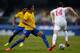 SAO PAULO, BRAZIL - JUNE 06: Luis Gustavo (L) of Brazil and Matic of Serbia compete for the ball during the International Friendly Match between Brazil and Serbia at Morumbi Stadium on June 06, 2014 in Sao Paulo, Brazil. (Photo by Buda Mendes/Getty Image