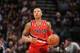 SAN ANTONIO, TX - MAY 14: Damian Lillard #0 of the Portland Trail Blazers moves the ball up-court against the San Antonio Spurs in Game Five of the Western Conference Semifinals during the 2014 NBA Playoffs on May 14, 2014 at the AT&T Center in San Antoni
