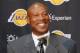 Jul 29, 2014; El Segundo, CA, USA; Byron Scott is introduced as Los Angeles Lakers coach at a press conference at Toyota Sports Center. Mandatory Credit: Kirby Lee-USA TODAY Sports