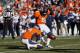 DENVER, CO - JANUARY 19: Matt Prater #5 of the Denver Broncos kicks a second quarter field goal against the New England Patriots during the AFC Championship game at Sports Authority Field at Mile High on January 19, 2014 in Denver, Colorado. (Photo by
