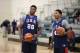 CHICAGO, IL - AUGUST 14: Rudy Gay and Derrick Rose of the USA Basketball Men's National Team chats during practice at the Quest MultiSport Facility on August 14, 2014 in Chicago, Illinois. NOTE TO USER: User expressly acknowledges and agrees that, by do