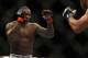 July 26, 2014; San Jose, CA, USA; Anthony Johnson (red gloves) fights Rogerio Nogueira (blue gloves) during the light heavyweight bout of the FOX UFC Saturday at SAP Center. Mandatory Credit: Kyle Terada-USA TODAY Sports