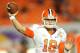 Jan 3, 2014; Miami Gardens, FL, USA; Clemson Tigers quarterback Cole Stoudt (18) warms up prior to the 2014 Orange Bowl college football game against the Ohio State Buckeyes at Sun Life Stadium. Mandatory Credit: Steve Mitchell-USA TODAY Sports