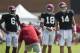 Alabama QBs Blake Sims (6), Cooper Bateman (18) and Jacob Coker (14)