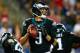 FOXBORO, MA - AUGUST 15: Nick Foles #9 of the Philadelphia Eagles drops back to pass against the New England Patriots during the preseason game at Gillette Stadium on August 15, 2014 in Foxboro, Massachusetts. (Photo by Jared Wickerham/Getty Images)