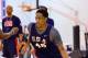 EAST RUTHERFORD, NJ - AUGUST 19: DeMar DeRozan #45 of the USA Basketball Men's National Team dribbles during practice on August 19, 2014 at the PNY Center in East Rutherford, New Jersey. NOTE TO USER: User expressly acknowledges and agrees that, by downlo