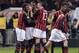 MILAN, ITALY - FEBRUARY 14: Mario Balotelli of AC Milan (C) celebrates scoring the first goal during the Serie A match between AC Milan and Bologna FC at San Siro Stadium on February 14, 2014 in Milan, Italy. (Photo by Claudio Villa/Getty Images)