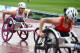 SWANSEA, WALES - AUGUST 21: Samantha Kinghorn of Great Britain wins the womens 800M T53 final during day three of the IPC Athletics European Championships at Swansea University Sports Village on August 21, 2014 in Swansea, Wales. (Photo by Charlie Crowhur