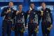 GOLD COAST, AUSTRALIA - AUGUST 22: (L-R) Matt Mclean, Ryan Lochte, Michael Phelps and Coner Dwyer of the United States celebrate winning the Men's 4 x 200m Freestyle Relay Final during day two of the 2014 Pan Pacific Championships at Gold Coast Aquatics o