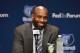 MEMPHIS, TN - JULY 14: Vince Carter #15 of the Memphis Grizzlies addresses the media on July 14, 2014 at FedExForum in Memphis, Tennessee. NOTE TO USER: User expressly acknowledges and agrees that, by downloading and or using this photograph, user is cons