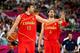 LONDON, ENGLAND - AUGUST 12: Marc Gasol #13 of Spain and Pau Gasol #4 of Spain communicate to their team mates during the Men's Basketball gold medal game between the United States and Spain on Day 16 of the London 2012 Olympics Games at North Greenwich