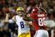 TUSCALOOSA, AL - NOVEMBER 09: A'Shawn Robinson #86 of the Alabama Crimson Tide pressures Zach Mettenberger #8 of the LSU Tigers at Bryant-Denny Stadium on November 9, 2013 in Tuscaloosa, Alabama. (Photo by Kevin C. Cox/Getty Images)