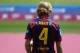 Ivan Rakitic already looks comfortable in Fabregas' old No. 4 shirt.