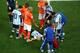 SAO PAULO, BRAZIL - JULY 09: Javier Mascherano of Argentina receives treatment after a collision during the 2014 FIFA World Cup Brazil Semi Final match between the Netherlands and Argentina at Arena de Sao Paulo on July 9, 2014 in Sao Paulo, Brazil. (Ph