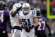 BALTIMORE, MD - JANUARY 06: Pat Angerer #51 of the Indianapolis Colts reacts after he recovered a fumble in the second half against the Baltimore Ravens during the AFC Wild Card Playoff Game at M&T Bank Stadium on January 6, 2013 in Baltimore, Maryland.