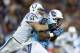 NASHVILLE, TN - NOVEMBER 14: Delanie Walker #82 of the Tennessee Titans runs with the ball while tackled by Pat Angerer #51 of the Indianapolis Colts during the game at LP Field on November 14, 2013 in Nashville, Tennessee. (Photo by Andy Lyons/Getty Im