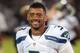 Aug 28, 2014; Oakland, CA, USA; Seattle Seahawks quarterback Russell Wilson (3) looks on during the second quarter of the game against the Oakland Raiders at O.co Coliseum. Mandatory Credit: Ed Szczepanski-USA TODAY Sports
