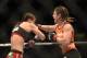 August 30, 2014; Sacramento, CA, USA; Bethe Correia (red gloves) fights against Shayna Baszler (blue gloves) during the women s bantamweight bout of UFC 177 at Sleep Train Arena. Mandatory Credit: Kyle Terada-USA TODAY Sports