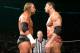Triple H and Batista stare each other down at WrestleMania 21.
