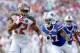 Aug 23, 2014; Orchard Park, NY, USA; Tampa Bay Buccaneers running back Doug Martin (22) runs the ball while being defended by Buffalo Bills defensive back Nickell Robey (37) during the first half at Ralph Wilson Stadium. Mandatory Credit: Timothy T. Ludwi