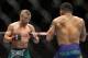 Jan 15, 2014; Duluth, GA, USA; TJ Dilleshaw (red gloves) fights Mike Easton (blue gloves) during UFC Fight Night at Gwinnett Center. Dillashaw won. Mandatory Credit: Joshua S. Kelly-USA TODAY Sports