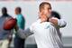 Aug 28, 2014; Miami Gardens, FL, USA; Miami Dolphins quarterback Ryan Tannehill (17) warms up before a game against the St. Louis Rams at Sun Life Stadium. Mandatory Credit: Steve Mitchell-USA TODAY Sports