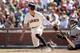 SAN FRANCISCO, CA - AUGUST 31: Hunter Pence #8 of the San Francisco Giants hits a triple in the seventh inning against the Milwaukee Brewers at AT&T Park on August 31, 2014 in San Francisco, California. (Photo by Ezra Shaw/Getty Images)