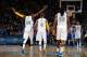 DENVER, CO - APRIL 16: Quincy Miller #30, Randy Foye #4, and Kenneth Faried #35 of the Denver Nuggets stand on the court during a game against the Golden State Warriors on April 16, 2014 at the Pepsi Center in Denver, Colorado. NOTE TO USER: User expressl