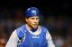 Aug 26, 2014; Phoenix, AZ, USA; Los Angeles Dodgers catcher A.J. Ellis (17) against the Arizona Diamondbacks at Chase Field. Mandatory Credit: Mark J. Rebilas-USA TODAY Sports