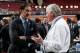 PHILADELPHIA, PA - JUNE 28: (L-R) Brendan Shanahan and Brian Burke of the Toronto Maple Leafs talk on Day Two of the 2014 NHL Draft at the Wells Fargo Center on June 28, 2014 in Philadelphia, Pennsylvania. (Photo by Bruce Bennett/Getty Images)