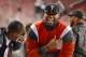 COLUMBUS, OH - SEPTEMBER 6: NBA player LeBron James enjoys a laugh with friends on the sideline at Ohio Stadium during the game between the Ohio State Buckeyes and the Virginia Tech Hokies on September 6, 2014 in Columbus, Ohio. (Photo by Jamie Sabau/Ge