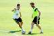 MADRID, SPAIN - JUNE 02: Koke and Xabi Alonso of Spain in action during a training session at Ciudad del Futbol on June 2, 2014 in Madrid, Spain. (Photo by David Ramos/Getty Images)