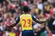 BIRMINGHAM, ENGLAND - SEPTEMBER 20: Danny Welbeck of Arsenal celebrates his team's second goal during the Barclays Premier League match between Aston Villa and Arsenal at Villa Park on September 20, 2014 in Birmingham, England. (Photo by Laurence Griffi