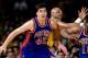 INGLEWOOD, CA - 1989: Bill Laimbeer #40 of the Detroit Pistons posts up against Kareem Abdul-Jabar #33 of the Los Angeles Lakers during the 1989 NBA Finals at the Great Western Forum in Inglewood, California. NOTE TO USER: User expressly acknowledges th
