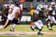 EAST RUTHERFORD, NJ - SEPTEMBER 22: Wide receiver Jeremy Kerley #11 of the New York Jets runs after a catch as cornerback Isaiah Frey #31 of the Chicago Bears defends during a game at MetLife Stadium on September 22, 2014 in East Rutherford, New Jersey.
