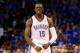 OKLAHOMA CITY, OK - MAY 25: Reggie Jackson #15 of the Oklahoma City Thunder reacts after a play in the second half against the San Antonio Spurs during Game Three of the Western Conference Finals of the 2014 NBA Playoffs at Chesapeake Energy Arena on May