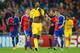 BASEL, SWITZERLAND - OCTOBER 01: A dejected Mario Balotelli of Liverpool at the end of the match during the UEFA Champions League Group B match between FC Basel 1893 and Liverpool FC at St. Jakob Stadium on October 1, 2014 in Basel, Switzerland. (Photo