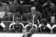 BOSTON, MA. - 1970's: Milt Schmidt coach of the Washington Capitals watches play from behind bench. Schmidt is a Bruin legend and Hall of Fame member . (Photo by Steve Babineau/NHLI via Getty Images)