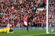 MANCHESTER, ENGLAND - OCTOBER 05: Radamel Falcao of Manchester United celebrates scoring his team's second goal during the Barclays Premier League match between Manchester United and Everton at Old Trafford on October 5, 2014 in Manchester, England. (Ph