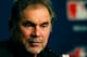 DETROIT, MI - OCTOBER 26: Manager Bruce Bochy of the San Francisco Giants speaks with the media at Comerica Park on October 26, 2012 in Detroit, Michigan. (Photo by Leon Halip/Getty Images)